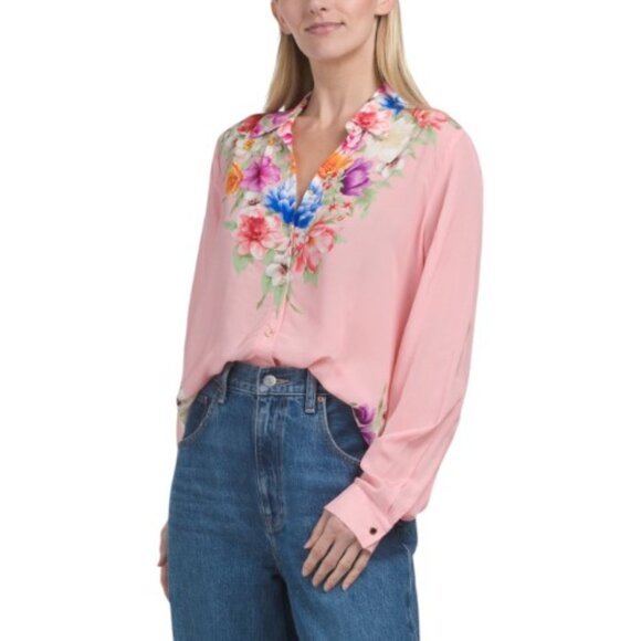 Elie Tahari Tops - ELIE TAHARI The Madeline Diamond Floral Printed Blouse